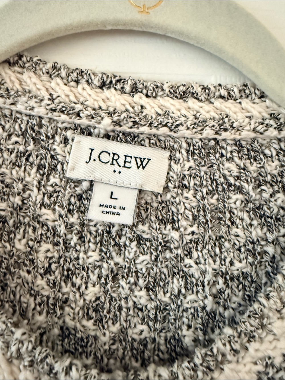 J. Crew Cream and Gray Textured Knit Button Cardigan - Picture 3 of 4